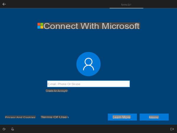Instale Windows 10 sin una cuenta de Microsoft