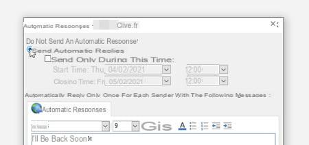 Outlook auto-reply: create an out of office message