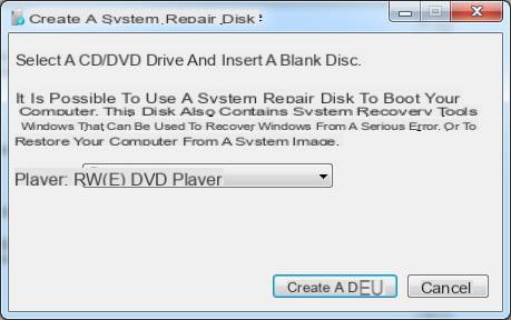 Crear disco de reparación en Windows 7