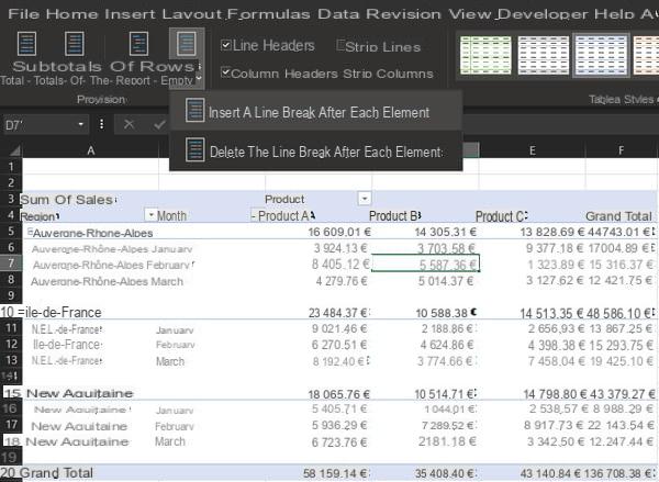 Excel pivot table: example, create, update ...