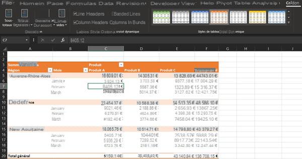 Excel pivot table: example, create, update ...