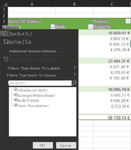 Excel pivot table: example, create, update ...