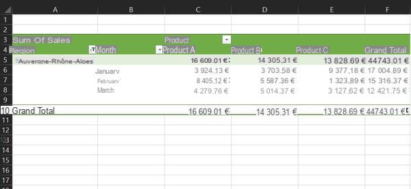 Excel pivot table: example, create, update ...