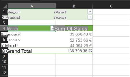 Excel pivot table: example, create, update ...